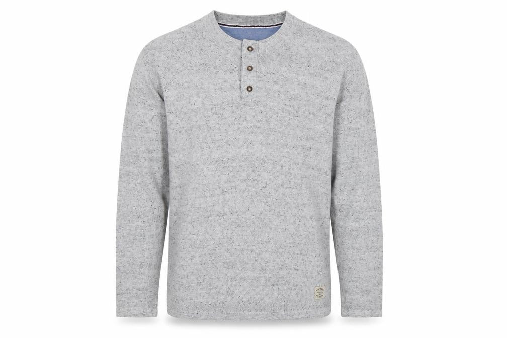 Front view of Next Supply Men's Grey XL Henley Knit Cotton Blend Jumper
