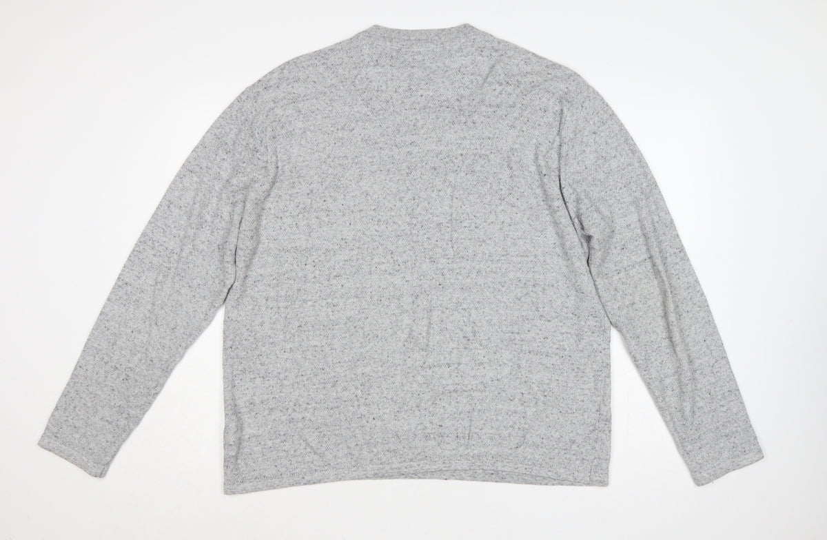 Close-up detail of Next Supply Men's Grey XL Henley Knit Cotton Blend Jumper