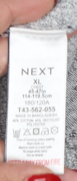 Brand and care label for Next Supply Men's Grey XL Henley Knit Cotton Blend Jumper