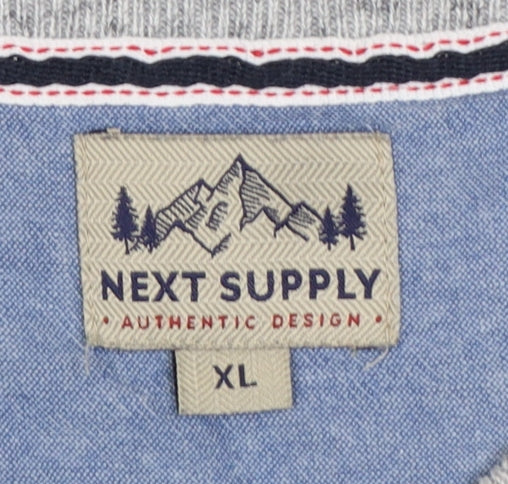 Additional view of Next Supply Men's Grey XL Henley Knit Cotton Blend Jumper