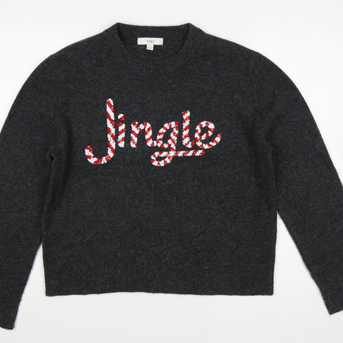 M&S Women Grey Medium Jingle Sequin Christmas Knit Jumper