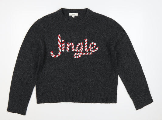 M&S Women Grey Medium Jingle Sequin Christmas Knit Jumper