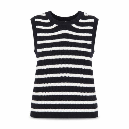H&M Women Black White Striped Knit Vest Jumper Size S