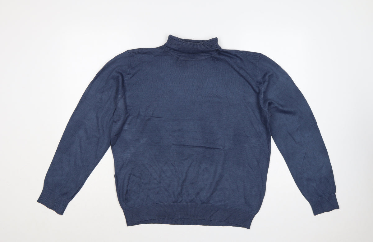 Tenue de Golfzoy Men’s Blue L Roll Neck Knit Pullover Golf Jumper