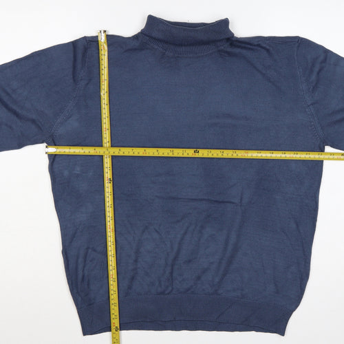 Tenue de Golfzoy Men’s Blue L Roll Neck Knit Pullover Golf Jumper