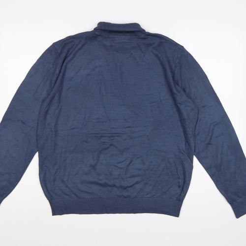 Tenue de Golfzoy Men’s Blue L Roll Neck Knit Pullover Golf Jumper