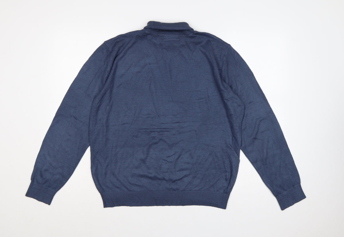Tenue de Golfzoy Men’s Blue L Roll Neck Knit Pullover Golf Jumper