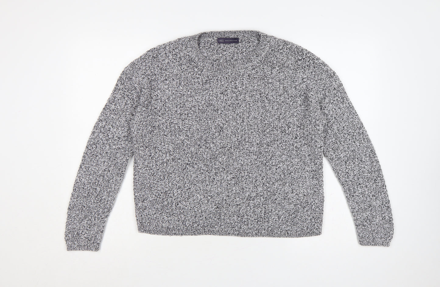 Marks and Spencer Women Grey UK 14 Chunky Knit Crew Neck Jumper