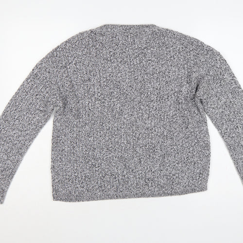 Marks and Spencer Women Grey UK 14 Chunky Knit Crew Neck Jumper