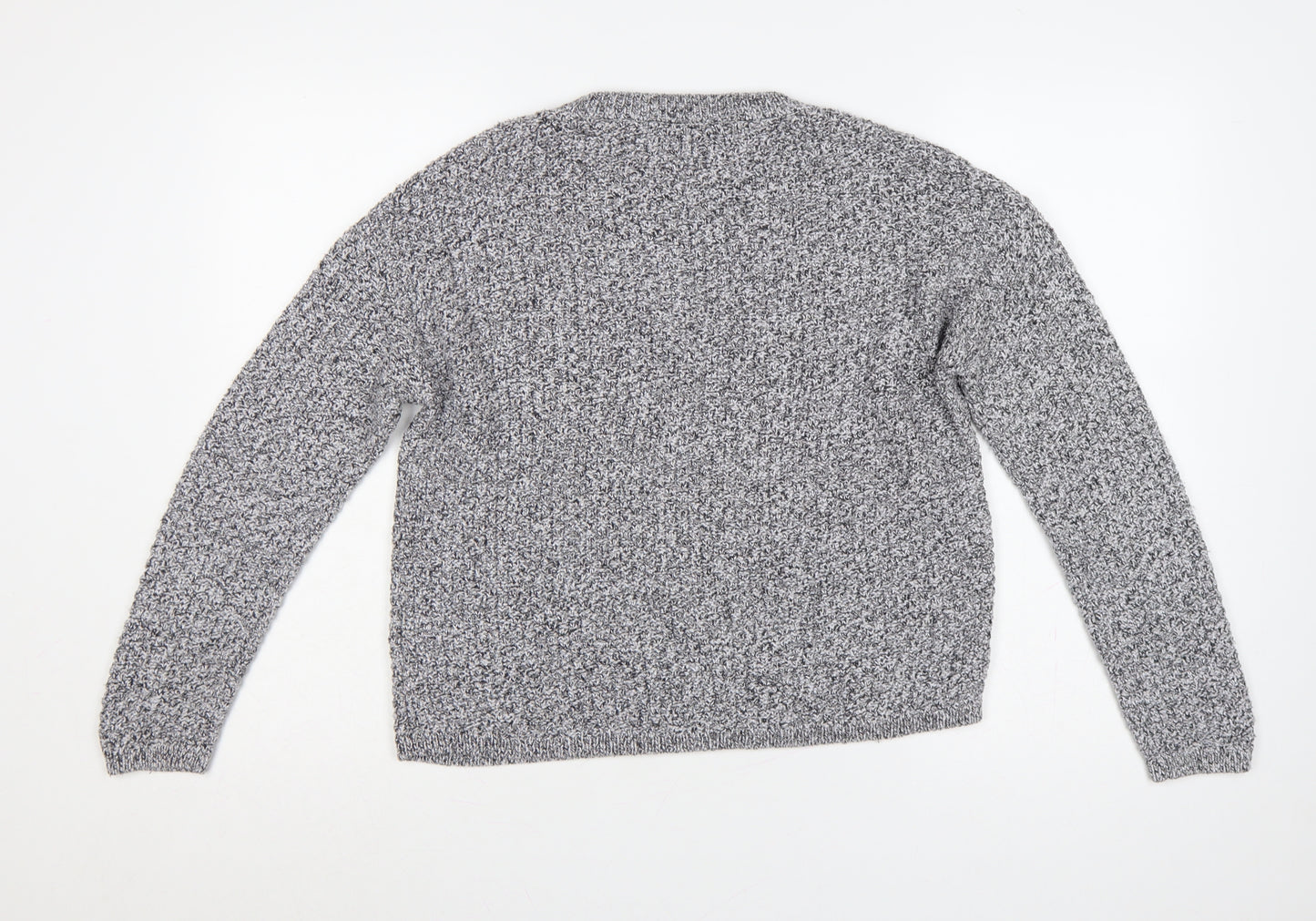 Marks and Spencer Women Grey UK 14 Chunky Knit Crew Neck Jumper