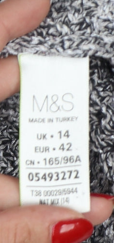 Marks and Spencer Women Grey UK 14 Chunky Knit Crew Neck Jumper