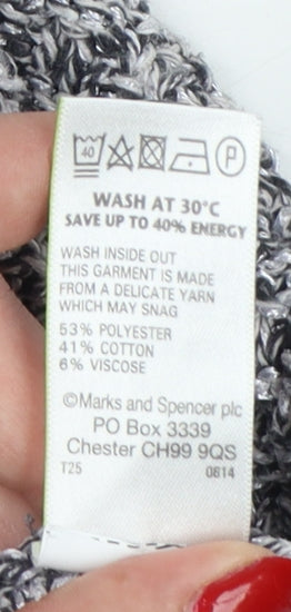 Marks and Spencer Women Grey UK 14 Chunky Knit Crew Neck Jumper