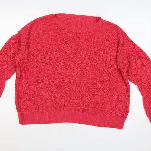 Next Women Pink Small Crew Neck Knit Jumper Long Sleeve
