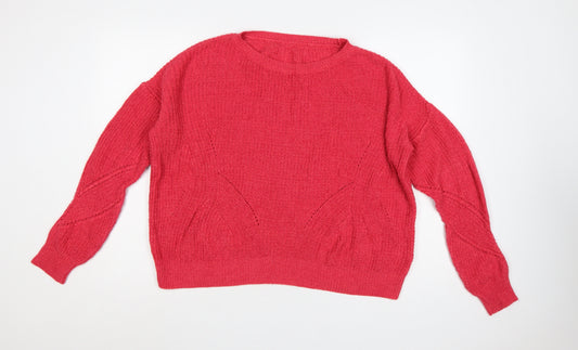Next Women Pink Small Crew Neck Knit Jumper Long Sleeve