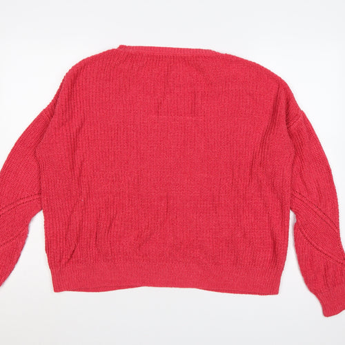 Next Women Pink Small Crew Neck Knit Jumper Long Sleeve
