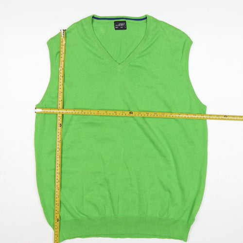 James & Nicholson Men’s Green L V-Neck Cotton Knit Vest