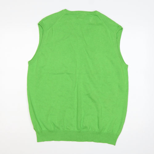 James & Nicholson Men’s Green L V-Neck Cotton Knit Vest