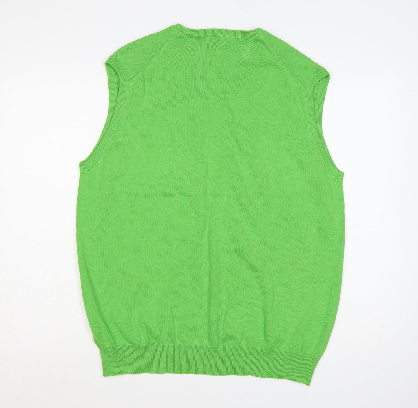 James & Nicholson Men’s Green L V-Neck Cotton Knit Vest