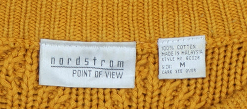 Nordstrom Point of View Women Yellow M Cable Knit Cotton Jumper