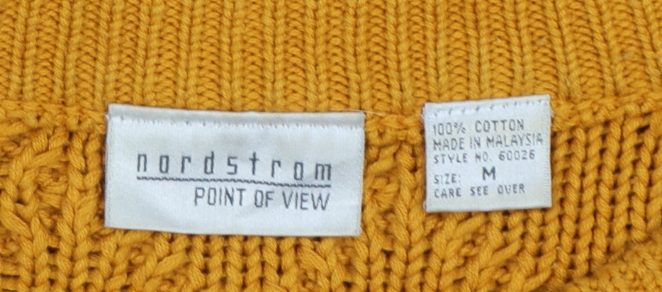 Nordstrom Point of View Women Yellow M Cable Knit Cotton Jumper