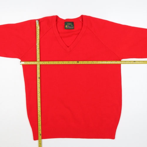 TPA Balmoral Men’s Red M V-Neck Acrylic Pullover Jumper Knit