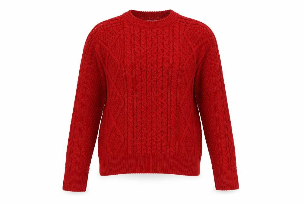 Merona Women’s Red M Cable Knit Crew Neck Wool Blend Jumper