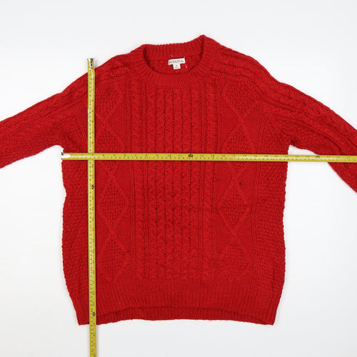 Merona Women’s Red M Cable Knit Crew Neck Wool Blend Jumper