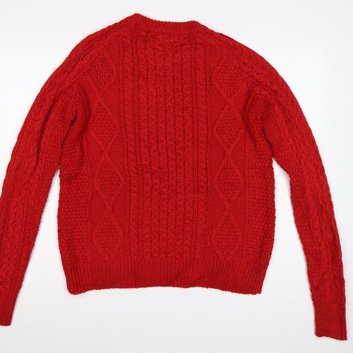 Merona Women’s Red M Cable Knit Crew Neck Wool Blend Jumper
