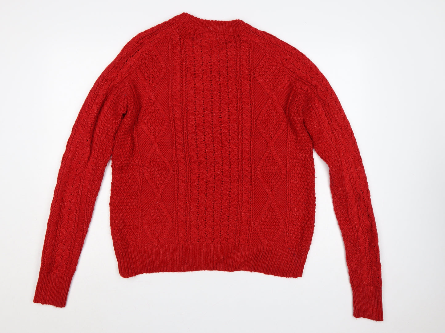 Merona Women’s Red M Cable Knit Crew Neck Wool Blend Jumper