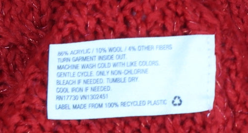 Merona Women’s Red M Cable Knit Crew Neck Wool Blend Jumper