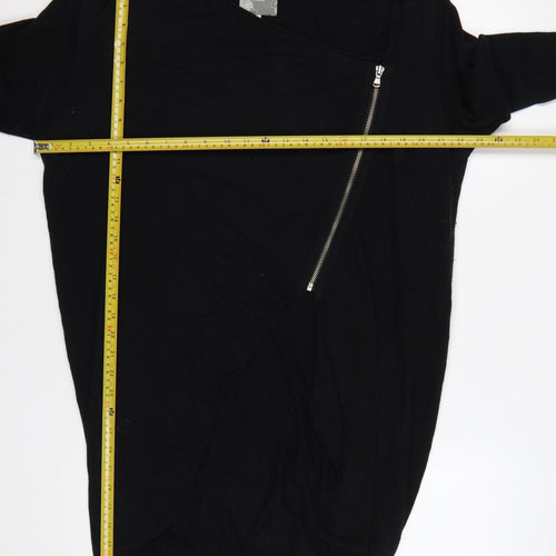 RJR John Rocha Women Black Size 18 Cashmere Blend Asymmetric Zip Cardigan