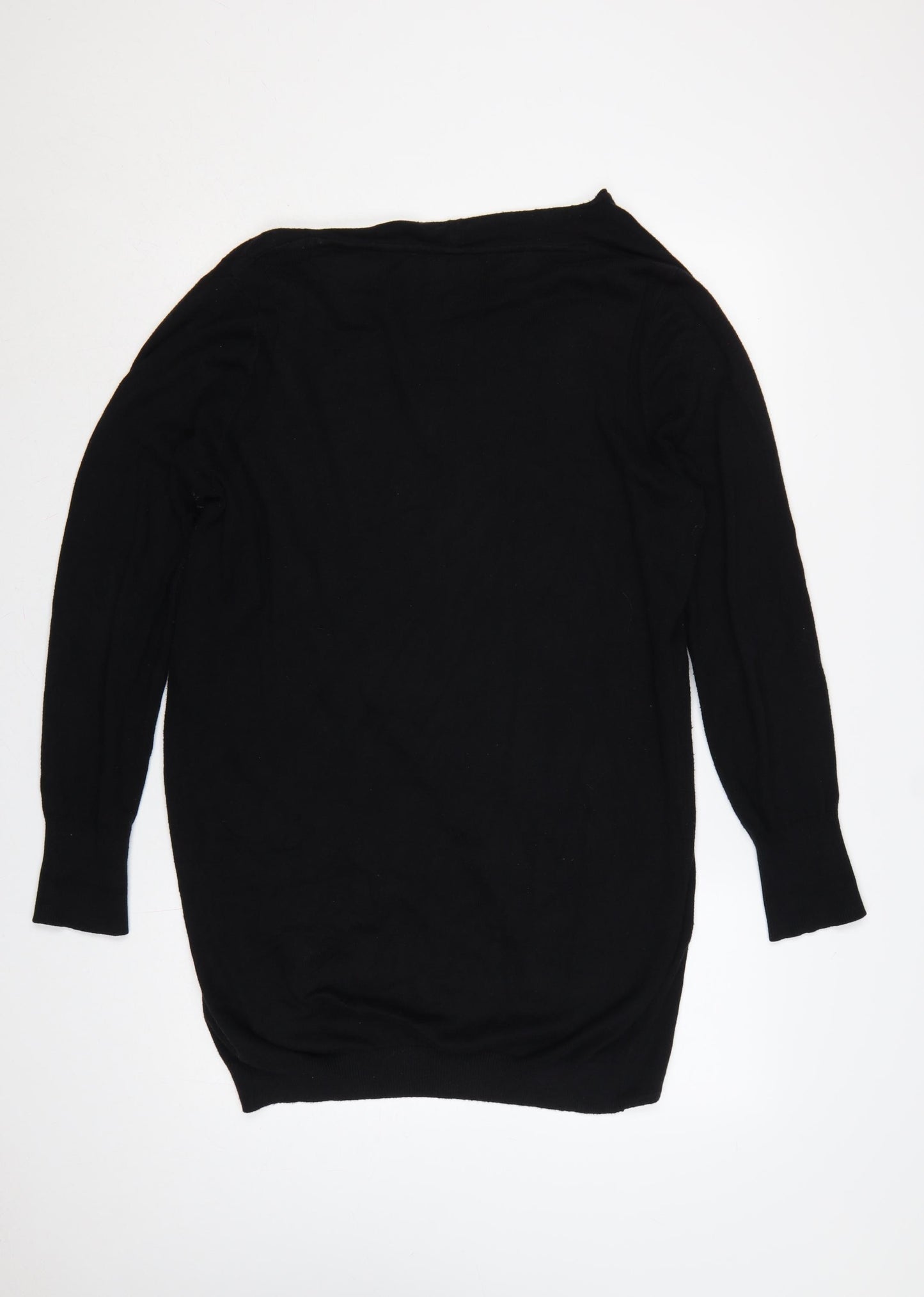 RJR John Rocha Women Black Size 18 Cashmere Blend Asymmetric Zip Cardigan