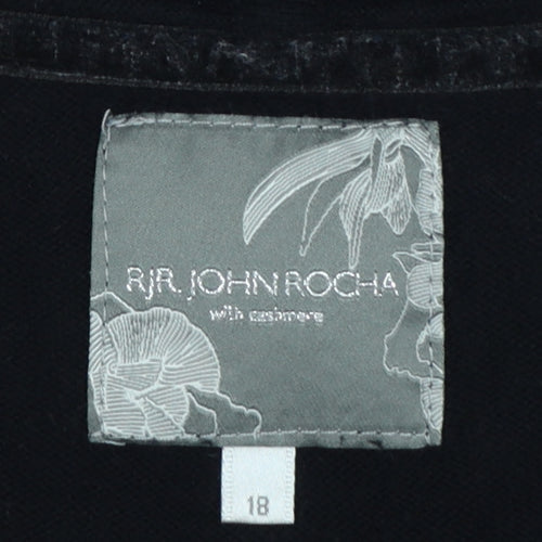 RJR John Rocha Women Black Size 18 Cashmere Blend Asymmetric Zip Cardigan