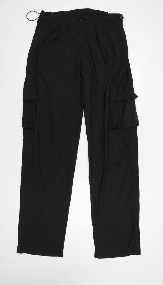 PrettyLittleThing Women Black Size 10 High Rise Cargo Trousers