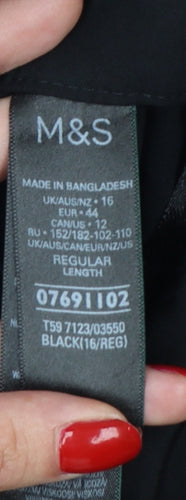 Marks and Spencer Women Black Size 16 Regular Straight Dress Trousers