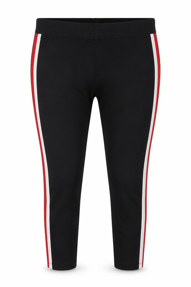 Front view of Zara Basic Women Black XL Side Stripe Stretch Leggings