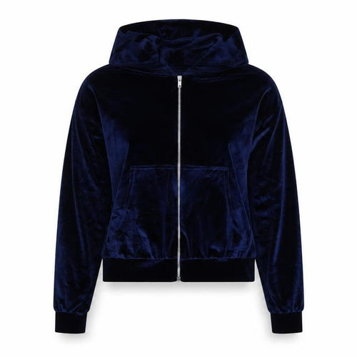 Fashionkilla Women’s Blue Size 12 Velour Full Zip Hoodie Pockets