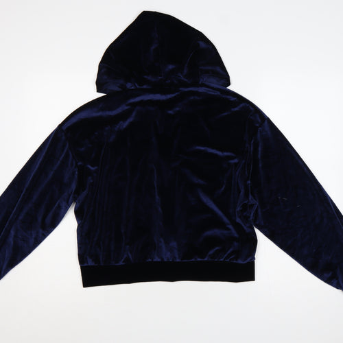 Fashionkilla Women’s Blue Size 12 Velour Full Zip Hoodie Pockets