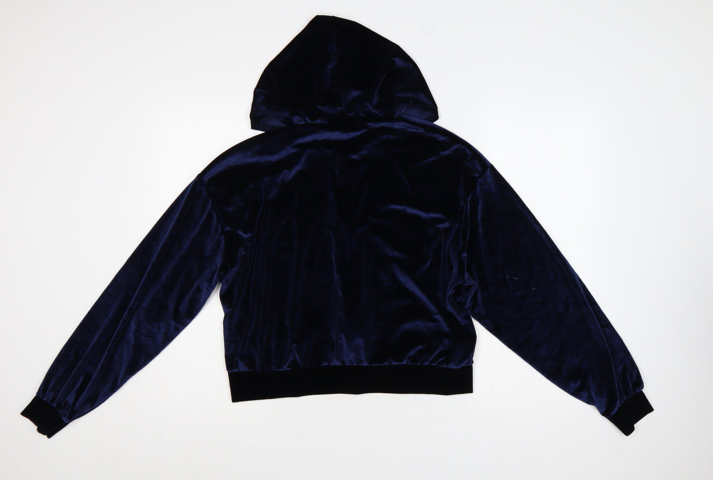 Fashionkilla Women’s Blue Size 12 Velour Full Zip Hoodie Pockets