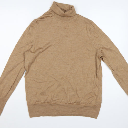 GAP Men’s Beige L Merino Wool Roll Neck Pullover Jumper