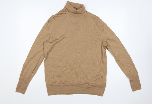 GAP Men’s Beige L Merino Wool Roll Neck Pullover Jumper
