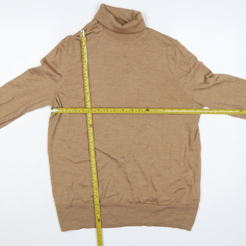 GAP Men’s Beige L Merino Wool Roll Neck Pullover Jumper