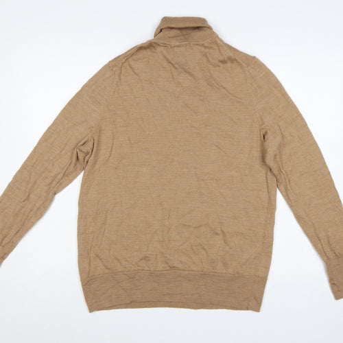 GAP Men’s Beige L Merino Wool Roll Neck Pullover Jumper