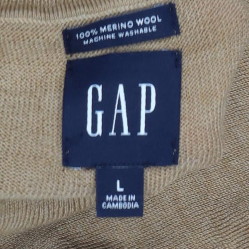 GAP Men’s Beige L Merino Wool Roll Neck Pullover Jumper