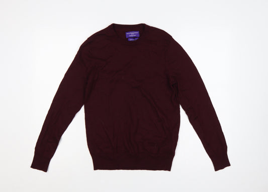 Savile Row Company Women’s Red Merino Blend Crew Neck Jumper S