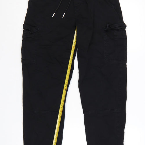 boohooMAN Men's Black XS Cargo Trousers Elastic Waist Drawstring