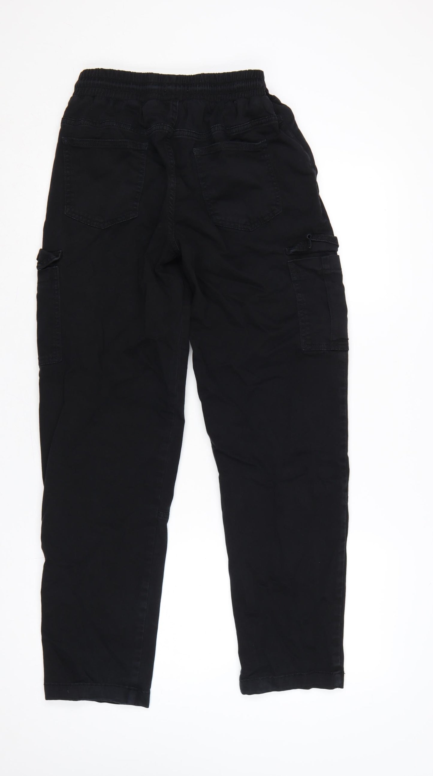 boohooMAN Men's Black XS Cargo Trousers Elastic Waist Drawstring