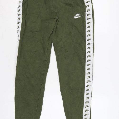 Nike Women Green S Logo Tape Cuffed Jogger Trousers
