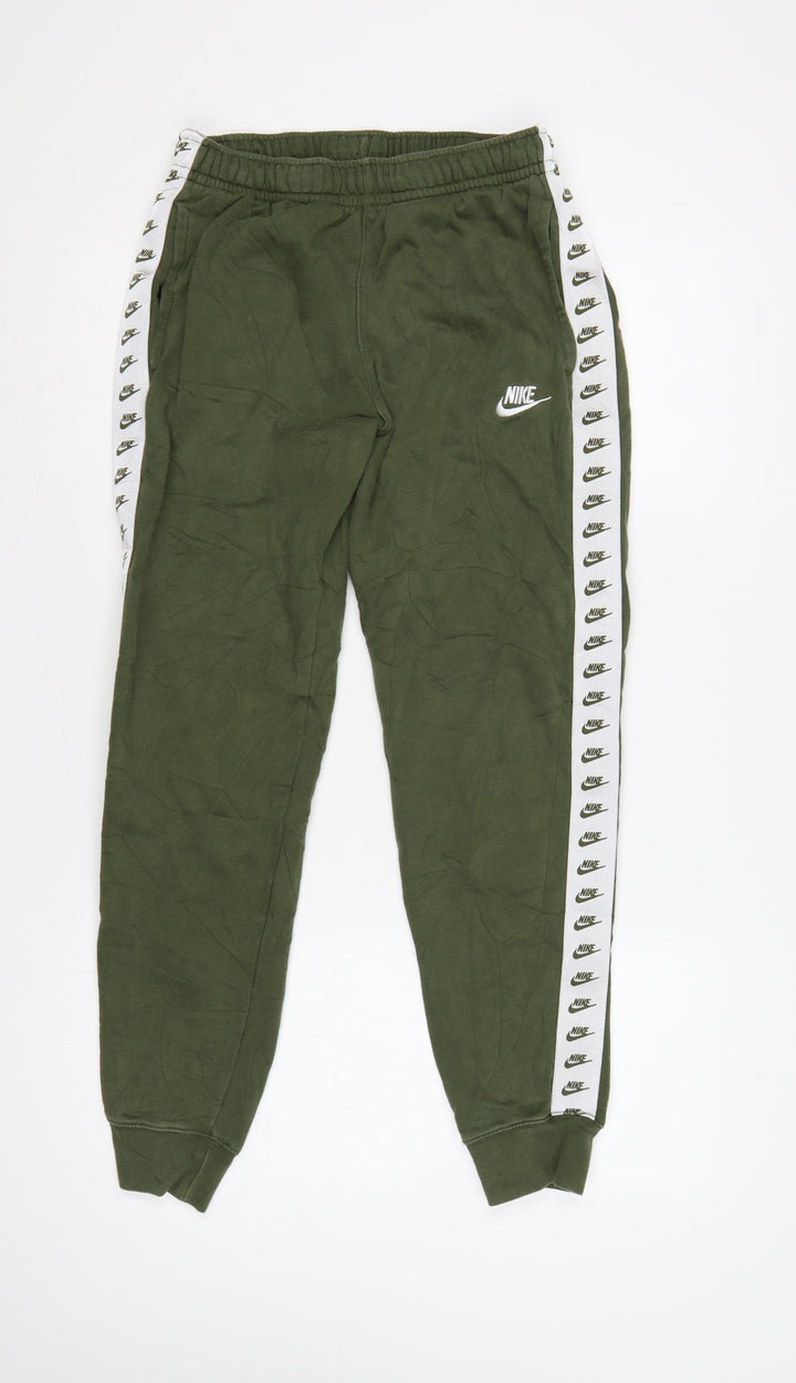 Nike Women Green S Logo Tape Cuffed Jogger Trousers