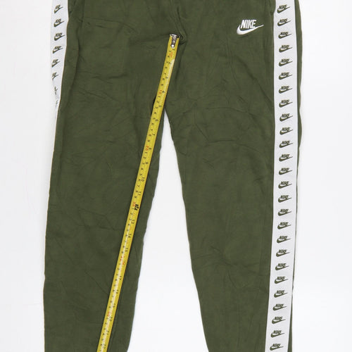 Nike Women Green S Logo Tape Cuffed Jogger Trousers
